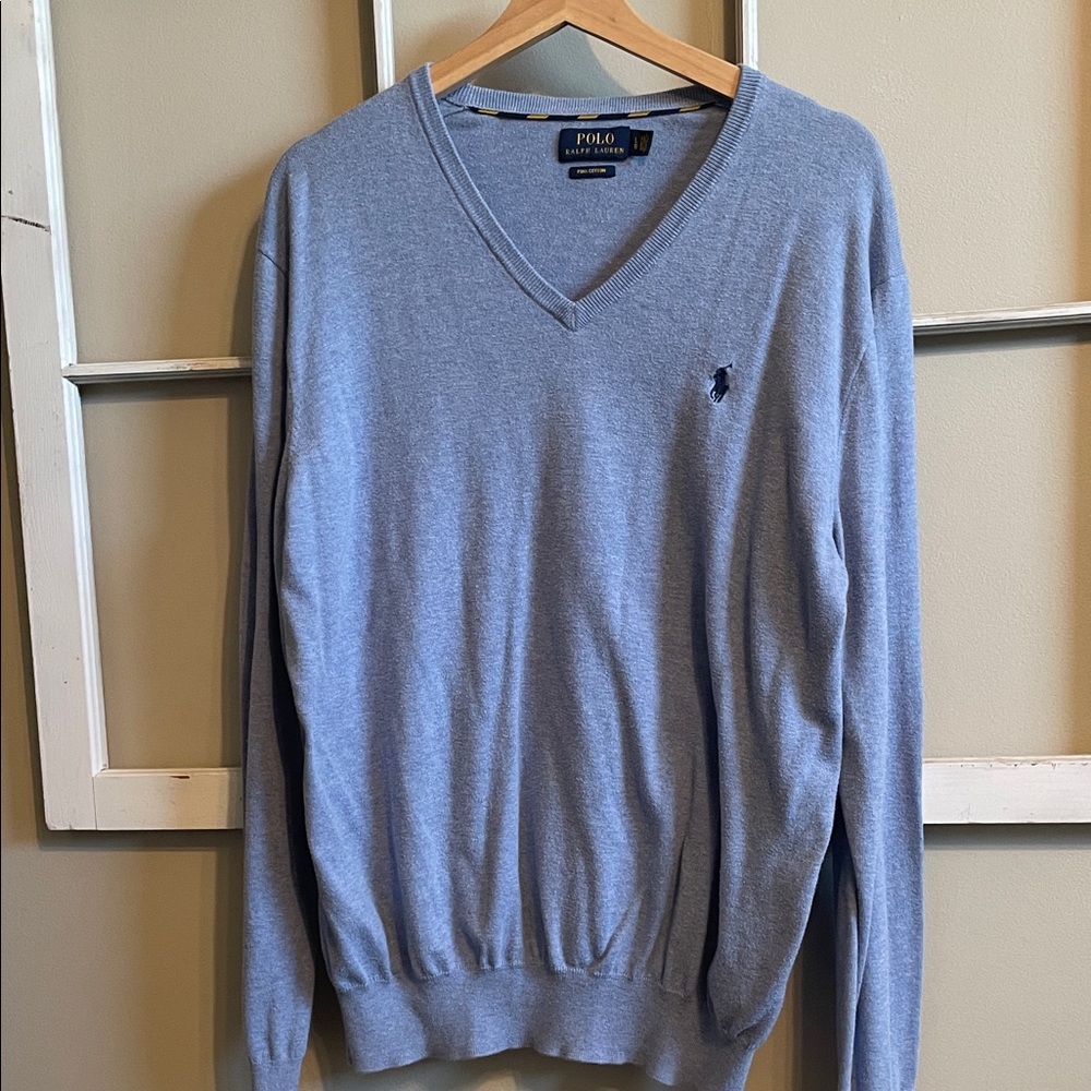 Polo Ralph Lauren Men's Light Blue V-Neck Sweater